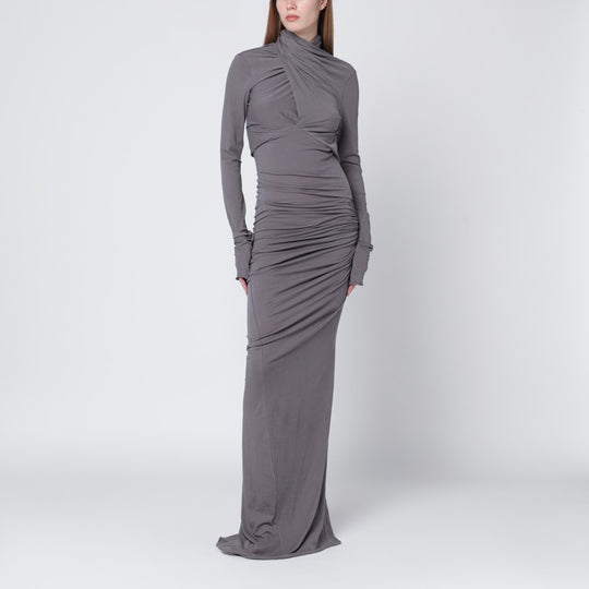 Long Grey Draped Dress