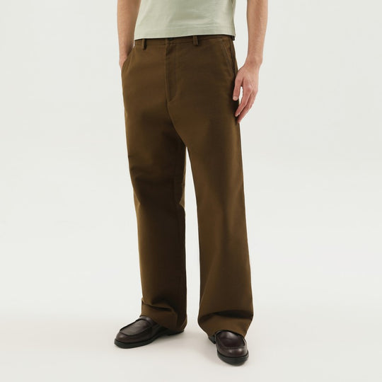 Olive Green Straight Leg Cotton Pants