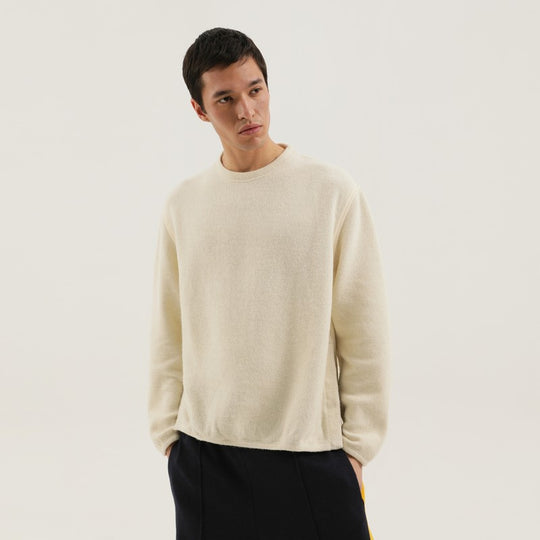 White Ribbed Sweater With Slits