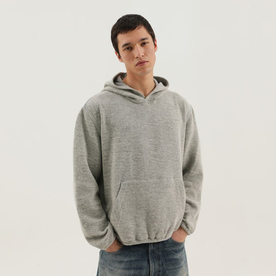 Gray Knitted Hoodie