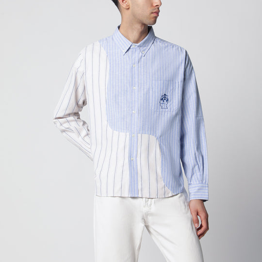 Color-Block Striped Cotton Shirt