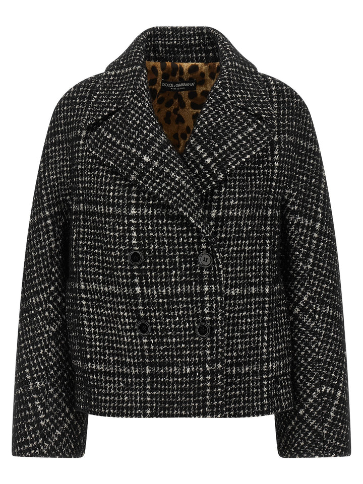 Dolce & Gabbana Houndstooth Coat Coats and Trench Coats - White/Black | 41f50f1296e1eab48f0100bf3deac4eead5d46dd