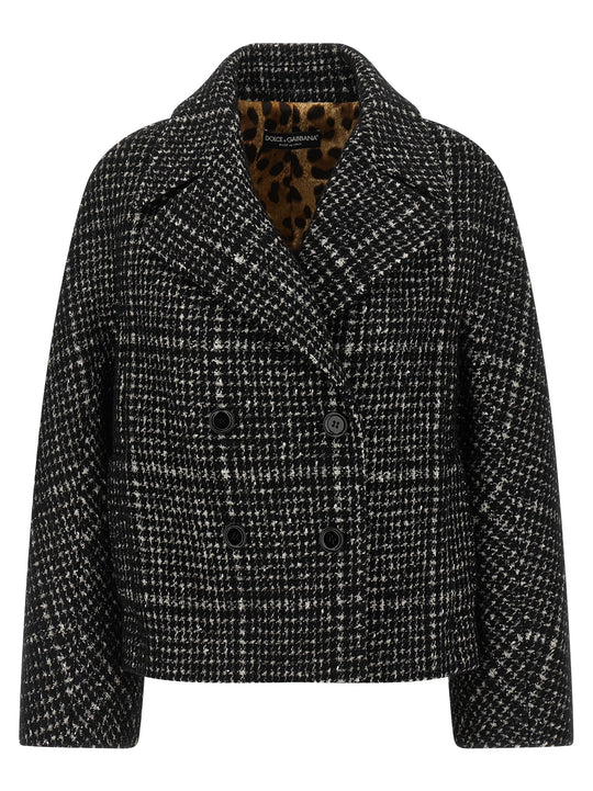 Houndstooth Coat Coats And Trench Coats White/Black