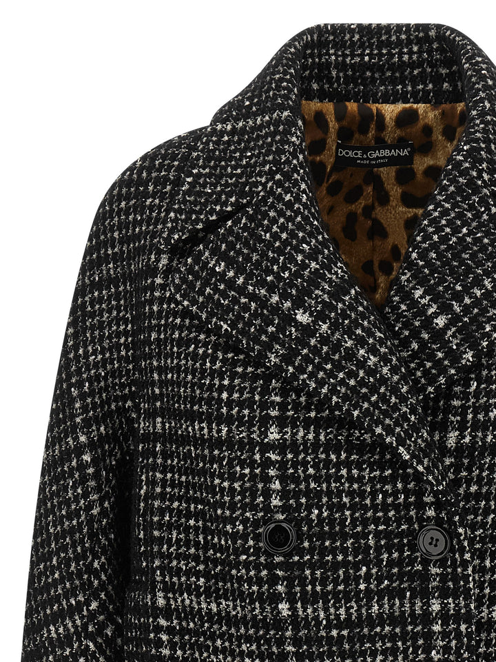 Dolce & Gabbana Houndstooth Coat Coats and Trench Coats - White/Black | 8c900ddb4e15ba18fe870017be78105770276ab9