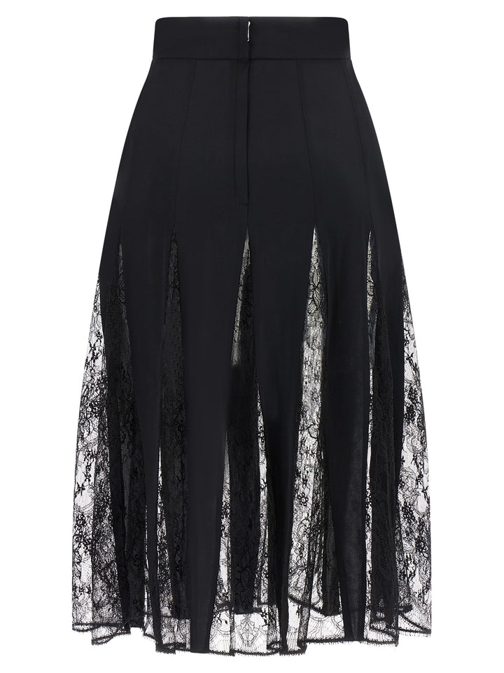 Dolce & Gabbana Charmeuse Skirt With Lace Skirts - Black | 8bfc1a49c581cb4cfdd0ea2ad928a92ef61fdf2c