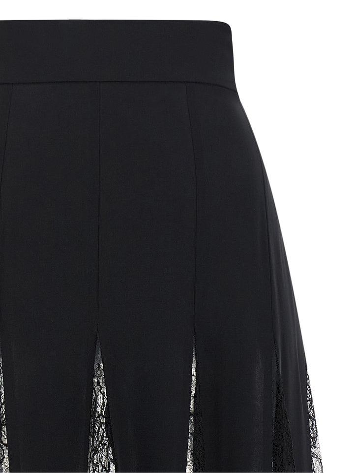 Dolce & Gabbana Charmeuse Skirt With Lace Skirts - Black | 9df37861b3089c2c36b54c7cbdea7f91be3d7246