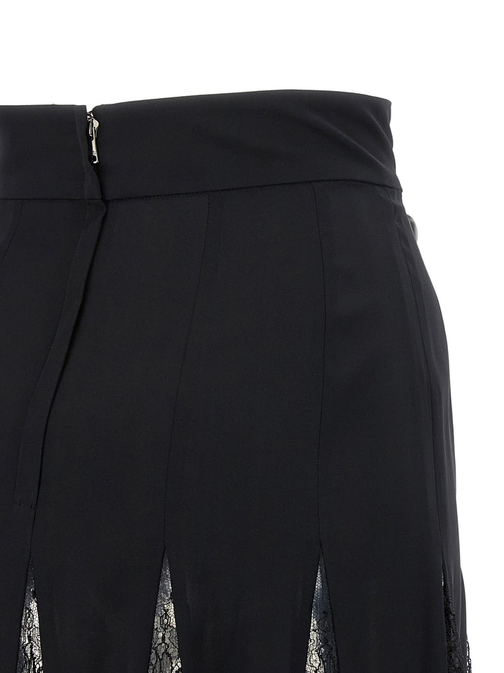 Dolce & Gabbana Charmeuse Skirt With Lace Skirts - Black | 1f2f6c3c0f39a77d8304e41f7ceff71393d425aa