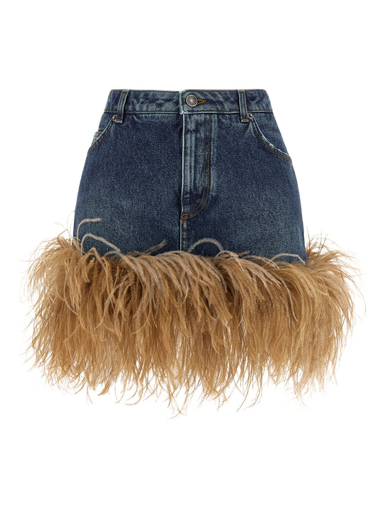 Feather Denim Skirt Skirts Blue