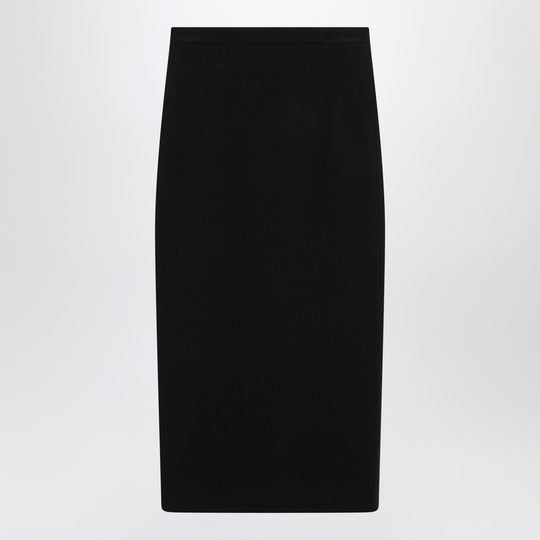 Black Wool Cloth Pencil Skirt