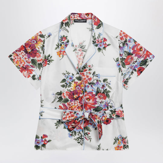 Vanity Floral-Print Silk Twill Shirt In White
