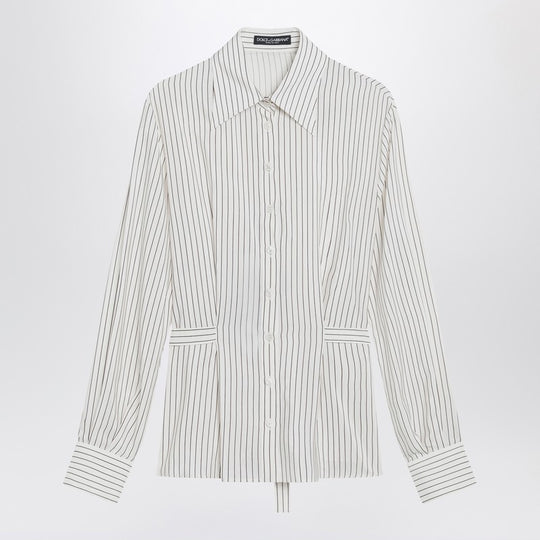 White Pinstriped Shirt In Silk And Cotton