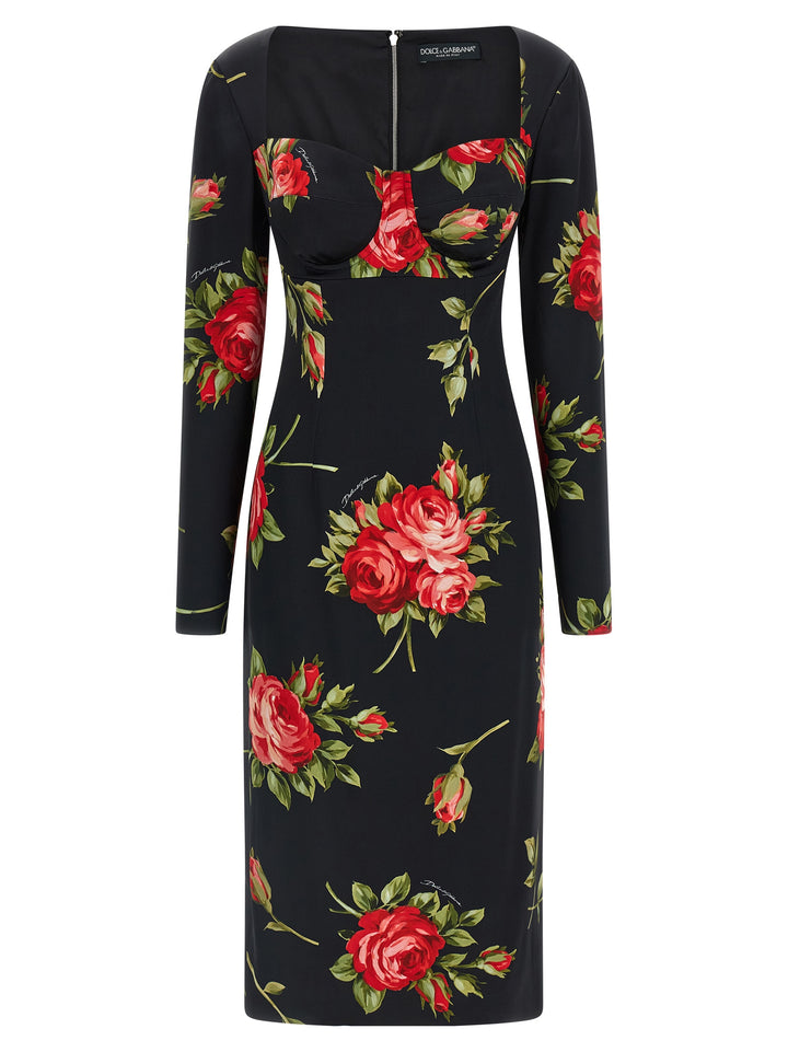 Dolce & Gabbana Bouquet Rose Dresses - Black | 58676567f46d30ffdd4aa2817a819fb2a8bb67e8