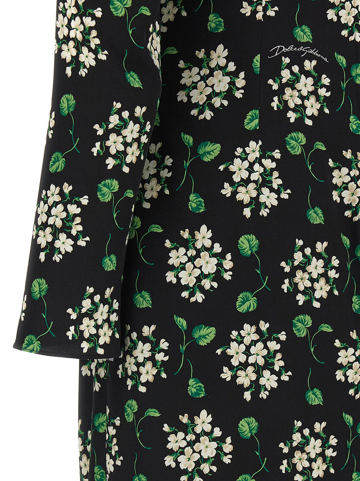 Dolce & Gabbana Flower Print Dress Dresses - Black | 7ec151bfbfb83b47c575101f4bd5336ec180c27b