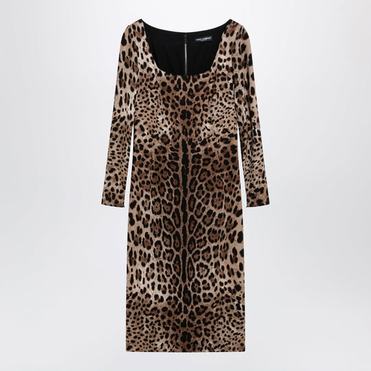 Leopard-Print Long-Sleeve Dress In Viscose