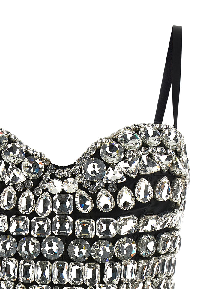 Dolce & Gabbana Crystal Bodysuit Tops - Silver | 7295c58719413717e2ab126b10d017c7464d9797