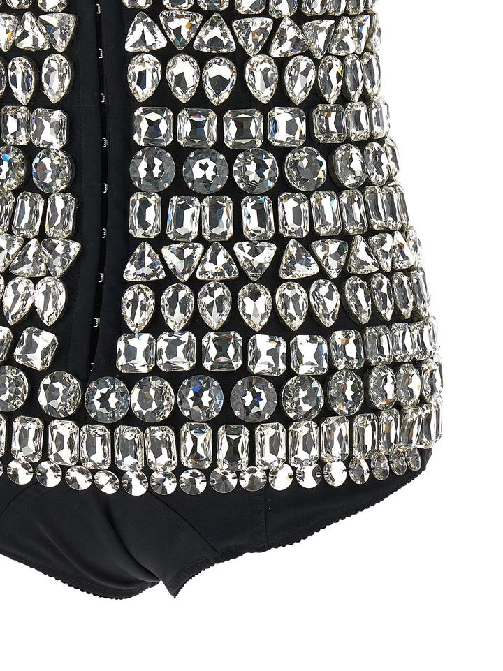 Dolce & Gabbana Crystal Bodysuit Tops - Silver | d16a0a358d4fc9b8724445c3de781f195b50087b