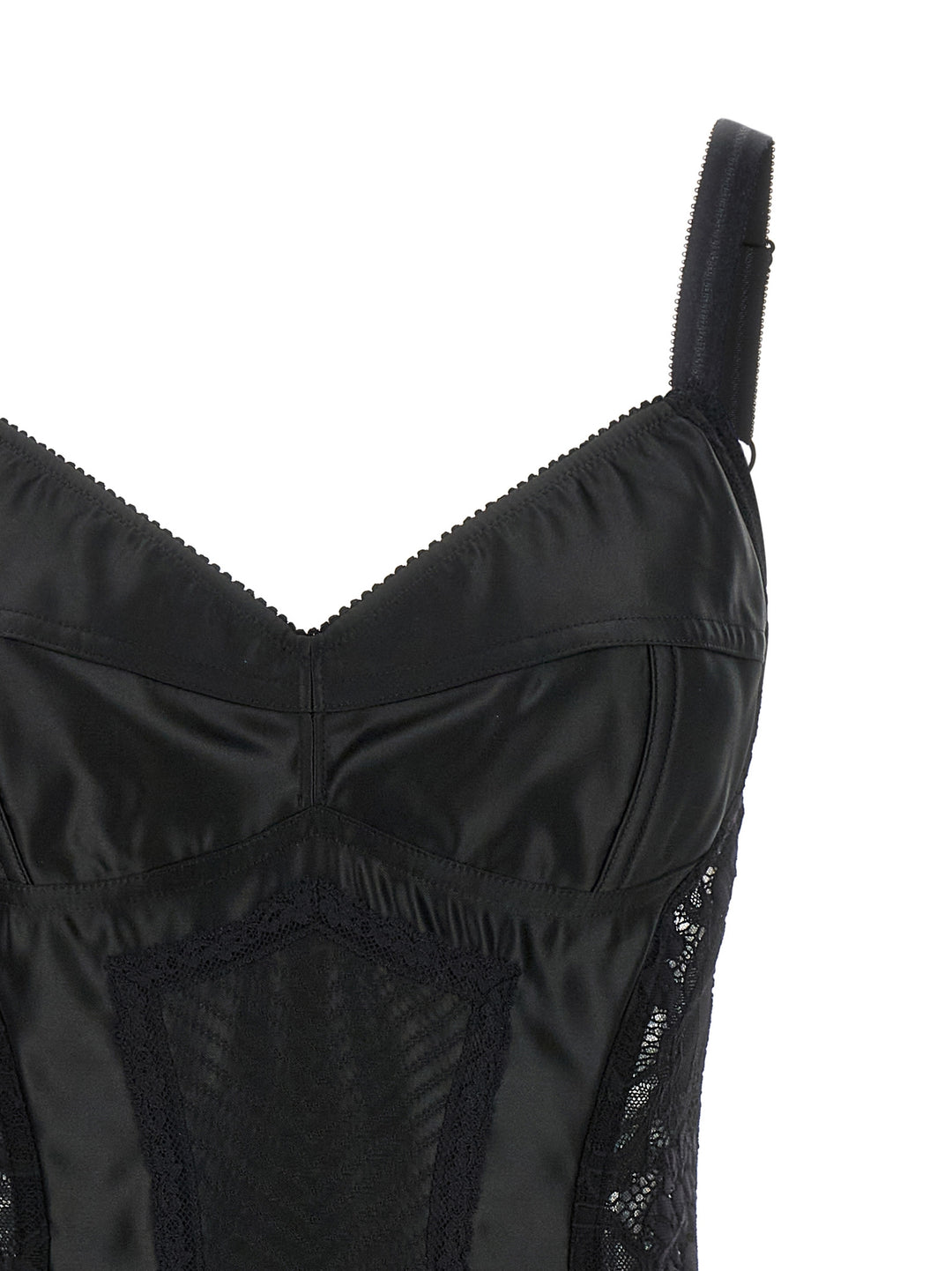 Dolce & Gabbana Satin And Lace Corsetry Bodysuit Tops - Black | 8b9a41543c1e2f1ae6a9ebfa61f3e5d1ce1be628