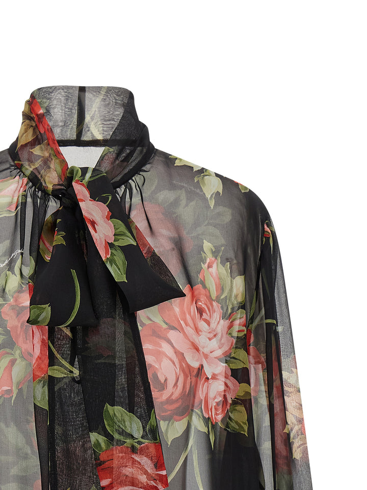 Dolce & Gabbana Bouquet Rose Tops - Black | 8ff40c4b1658c76878f3be935f66ed3e3972dfff