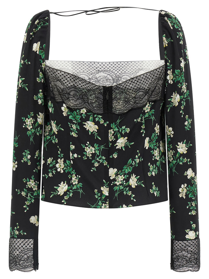 Dolce & Gabbana Flower Print Top Tops - Black | 41a7250a2542b11ed1c74ec6be1e70cbf64f7480
