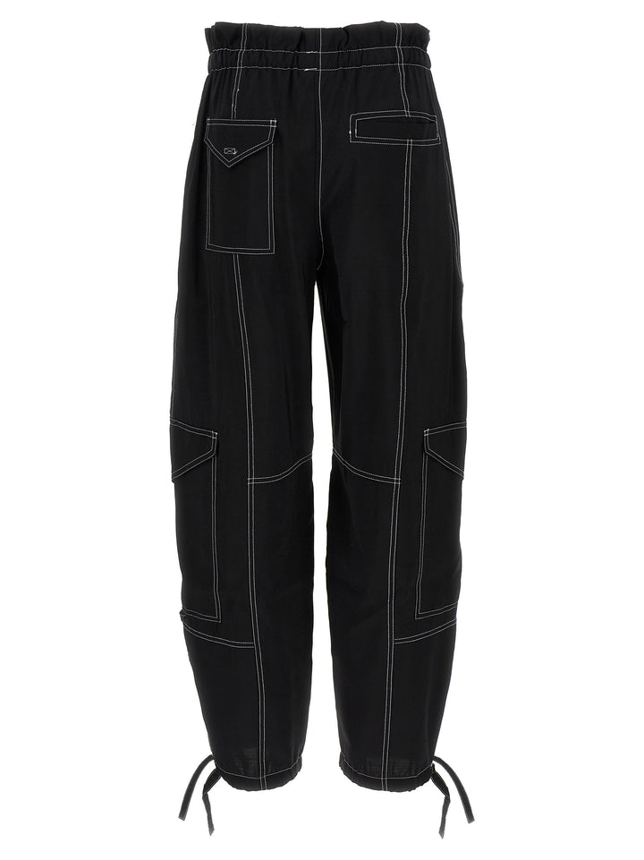 Ganni Light Slub Pocket Pants - Black | 68dc309c5b16b702cad95896f36bb1a79c4b9e14