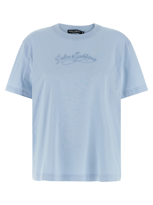 Chain Embroidery T-Shirt Light Blue