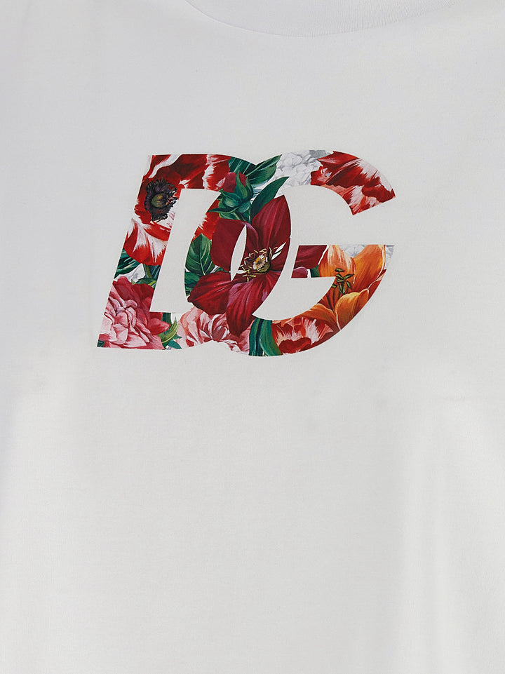 Dolce & Gabbana Floral Logo T-shirt - White | 86964859ab69a67253d29fb1a168bf625d51cf54