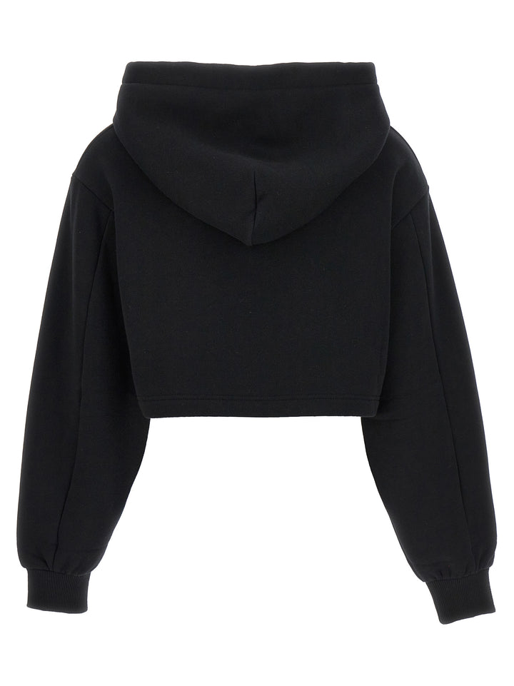 Dolce & Gabbana Logo Embroidery Cropped Hoodie Sweatshirt - Black | e3c9fed3e6c37e875ff7d359ef2c3d06f913e6cd
