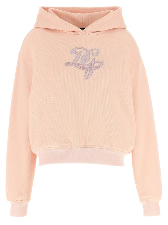 Logo Embroidery Hoodie Sweatshirt Pink