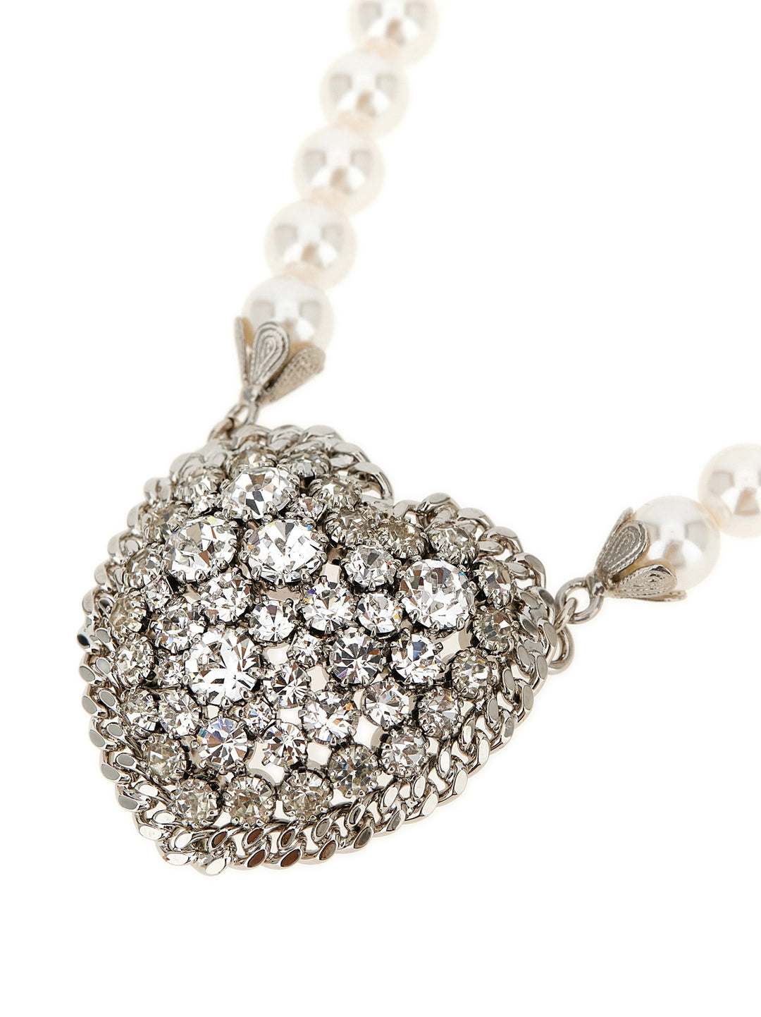 Alessandra Rich Pearl Heart Necklace Jewelry - White | 6dad719642797a3f7d6c21828d8fcb9d7a7a01a9