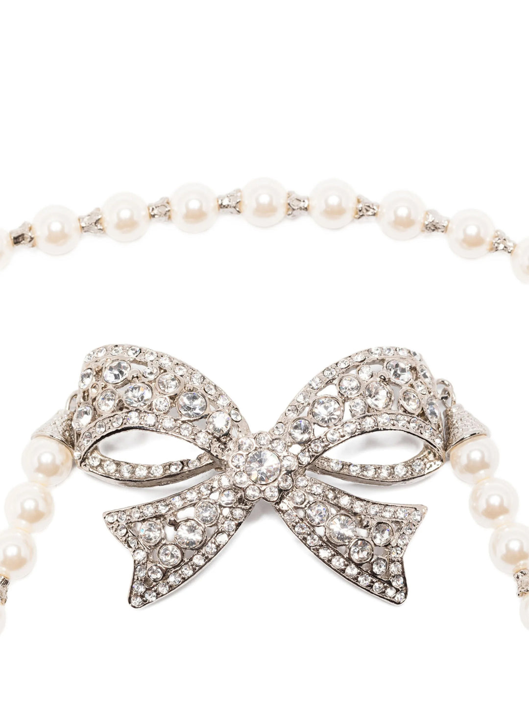 Alessandra Rich Pearl Bow Necklace Jewelry - White | 8b42236b67fdc31ee2fca60b544714721a72ea59