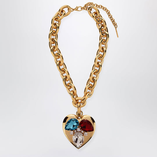 Gold-Tone Chain Necklace With Heart Pendant
