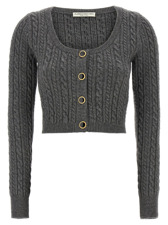 Cropped Wool Cardigan Sweaters And Cardigans Gray