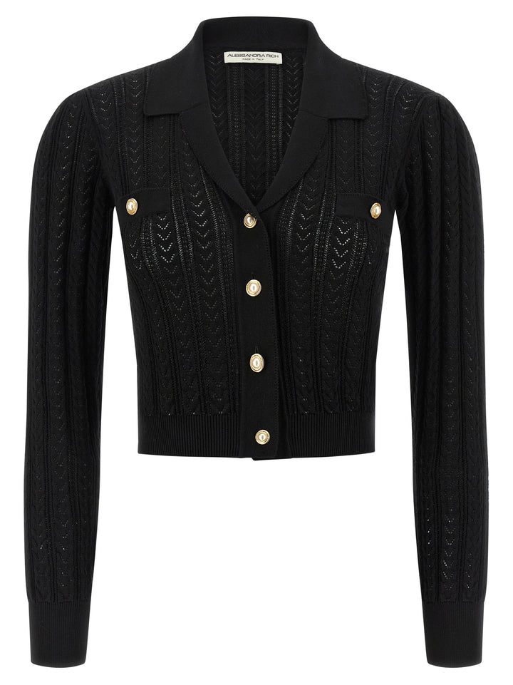 Alessandra Rich Knit Cardigan Sweaters and Cardigans - Black | 023a8ff22148efe28dd17c25044140b0b2d52237