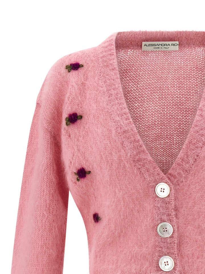 Alessandra Rich Carded Mohair Sweaters and Cardigans - Pink | dcb66107b1f4d237bacbdf2b578c16f8dd2222b9