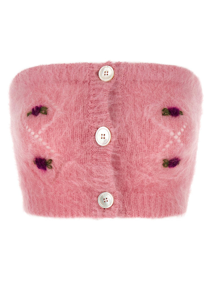 Alessandra Rich Carded Mohair Tops - Pink | fc469e37ef2cd9b4f28bb20e664e2bbdb68882c2