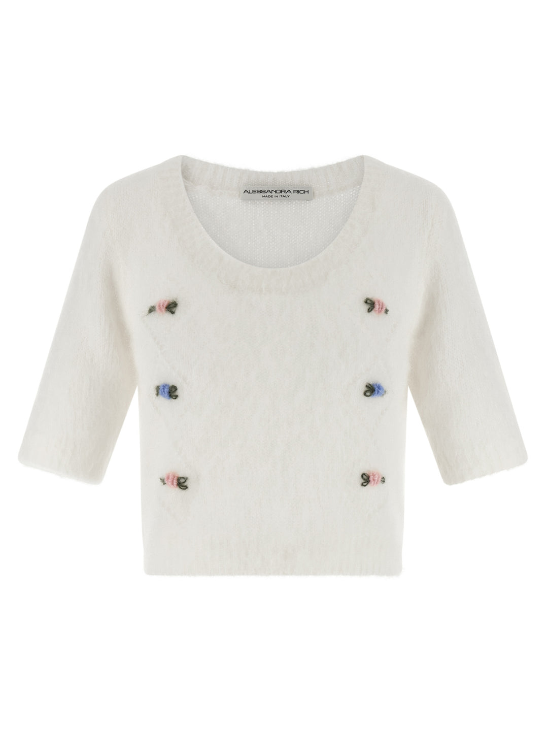 Alessandra Rich Carded Mohair Sweaters and Cardigans - White | f3a0d1ffbc8a3fcf54ccd18576684f461bedd3dc