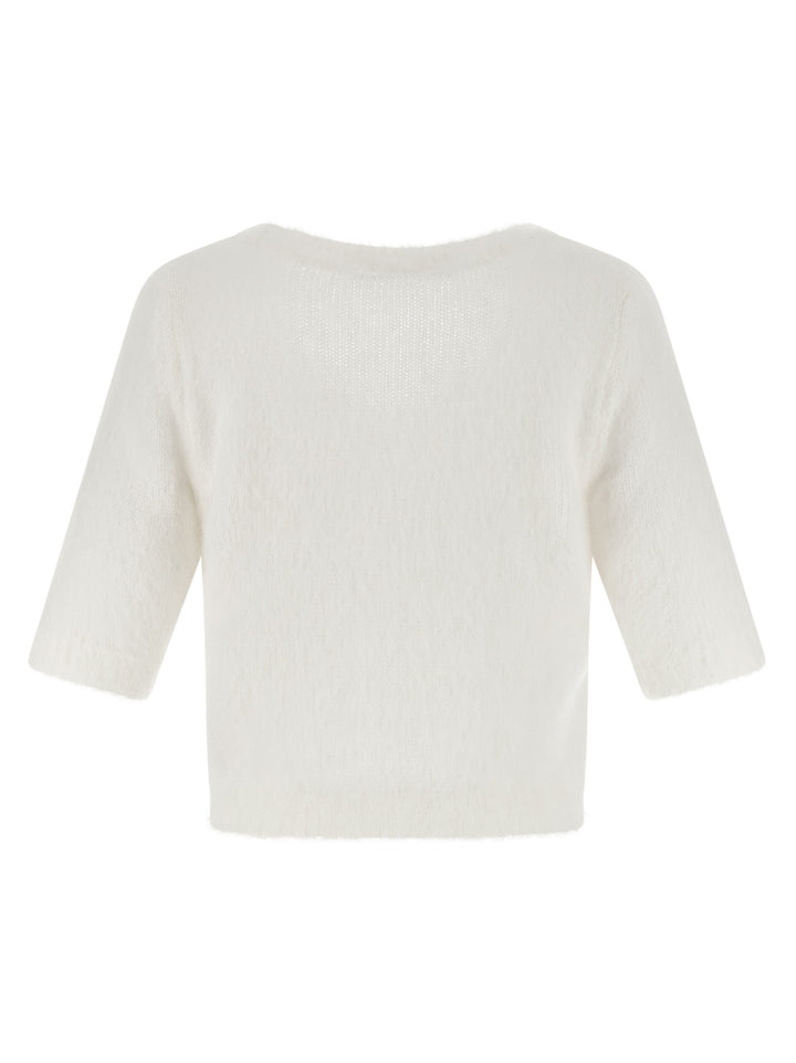 Alessandra Rich Carded Mohair Sweaters and Cardigans - White | 72917bd8d77548dfe38cdaee2c578c59d8600a2e