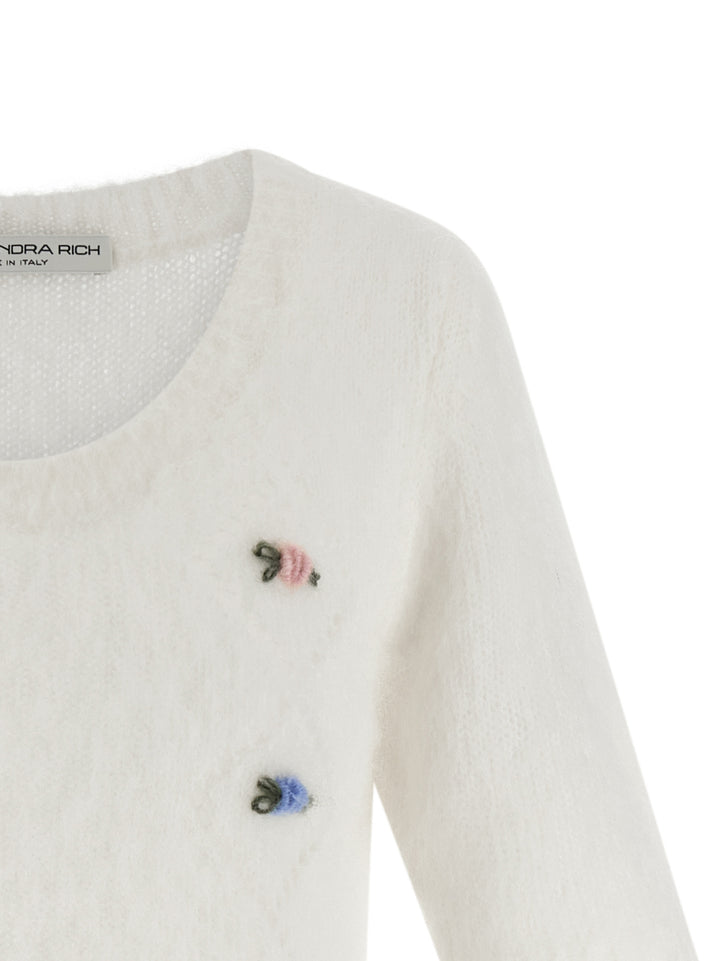 Alessandra Rich Carded Mohair Sweaters and Cardigans - White | c8f7ecc6a6484f6430f8bf5a230629a7f047d6de