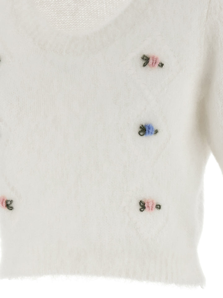 Alessandra Rich Carded Mohair Sweaters and Cardigans - White | 42cf3c26c2b89c9fac3c52f59429f23790852944