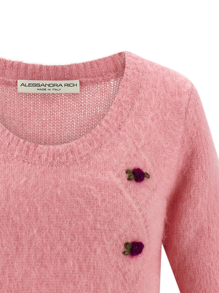 Alessandra Rich Carded Mohair Sweaters and Cardigans - Pink | 45260e2511aeadef1c5397e7a5b7c436aca637cd