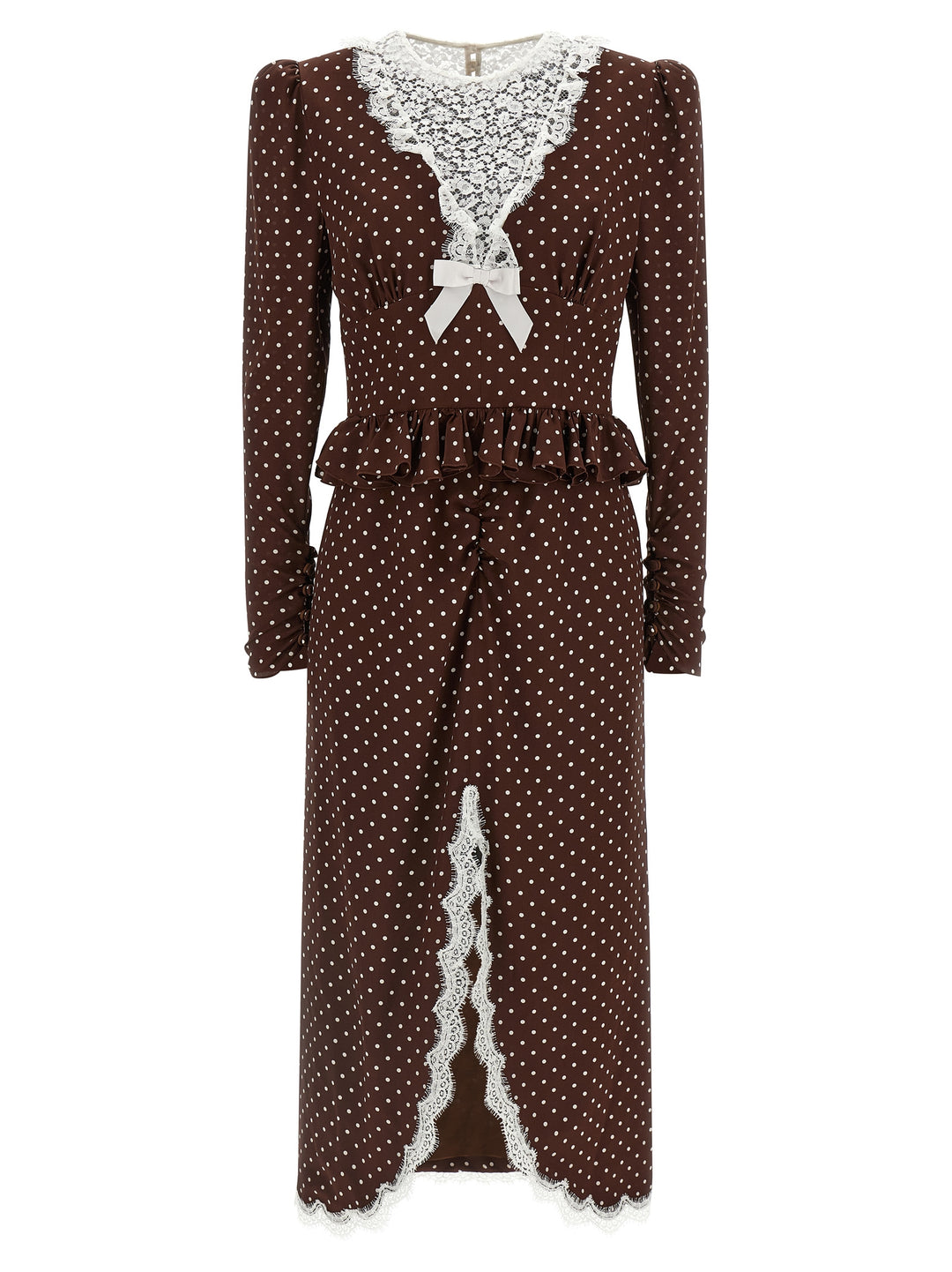 Alessandra Rich Polka Dot Midi Dresses - Brown | 131aa5383e628de551d5ec68756281ddbfb10ed1