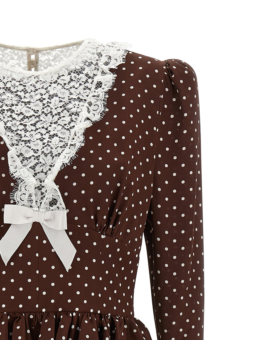 Alessandra Rich Polka Dot Midi Dresses - Brown | b13483646749a455759323a4b1d2cab16b18cbab