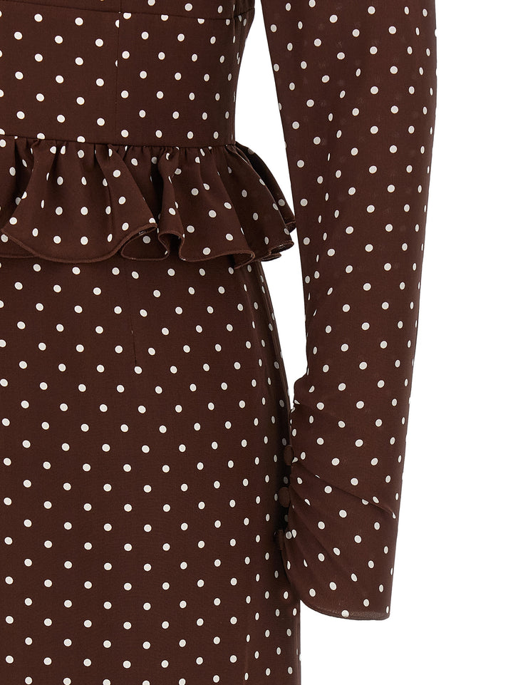 Alessandra Rich Polka Dot Midi Dresses - Brown | 623a5aba755c5a856f270fe57ca7873d5cc49f77