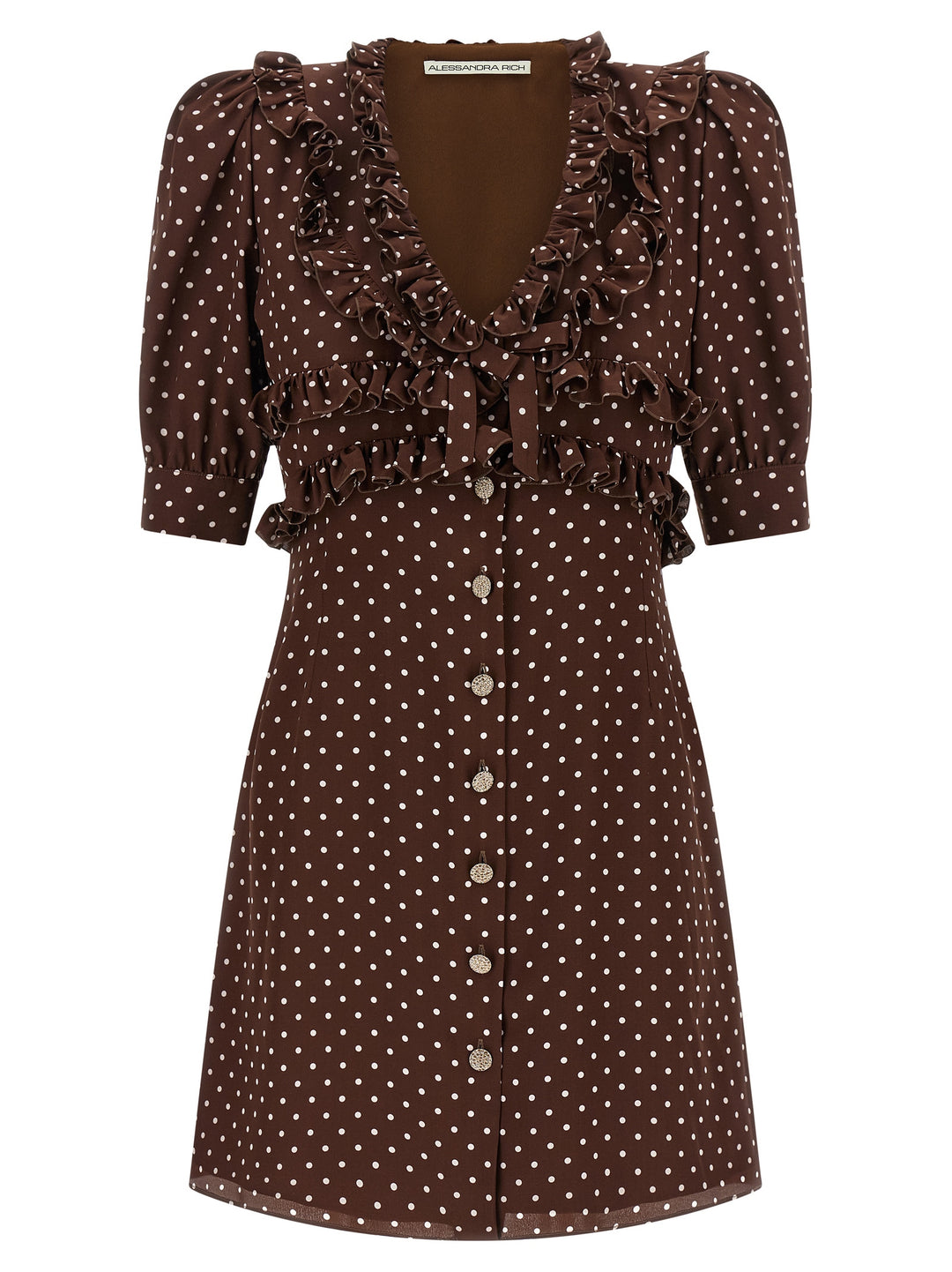 Alessandra Rich Polka Dot Mini Dresses - Brown | d755270892b948226b7a8eae71d757dd78a76885