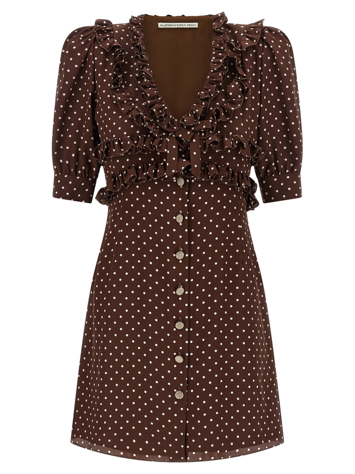 Alessandra Rich Polka Dot Mini Dresses - Brown | d755270892b948226b7a8eae71d757dd78a76885