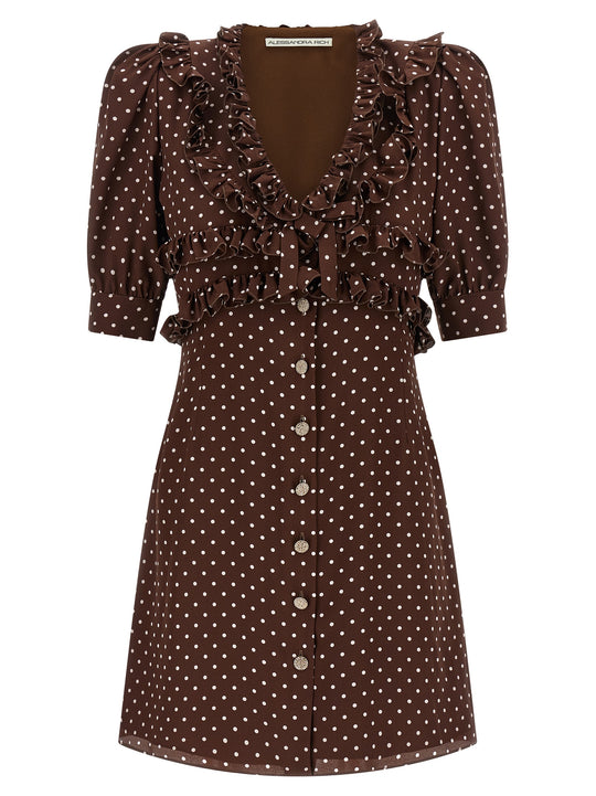 Polka Dot Mini Dresses Brown