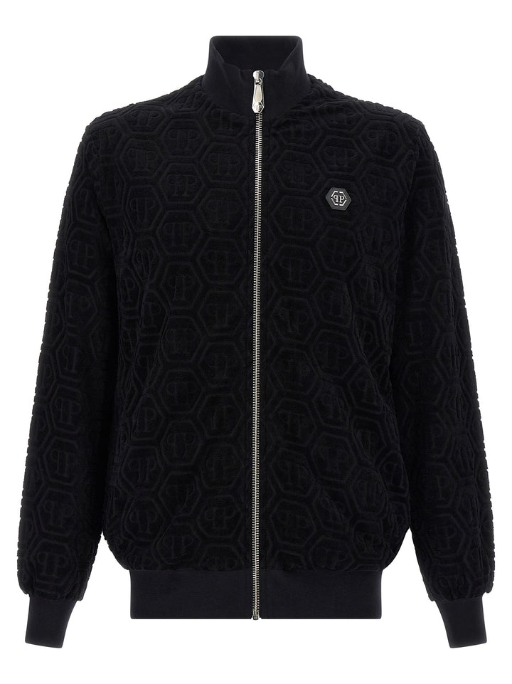Philipp Plein Jacquard Monogram Sweatshirt - Black | 18c2a4494278bf9edd118a47263f6589c8944b9a