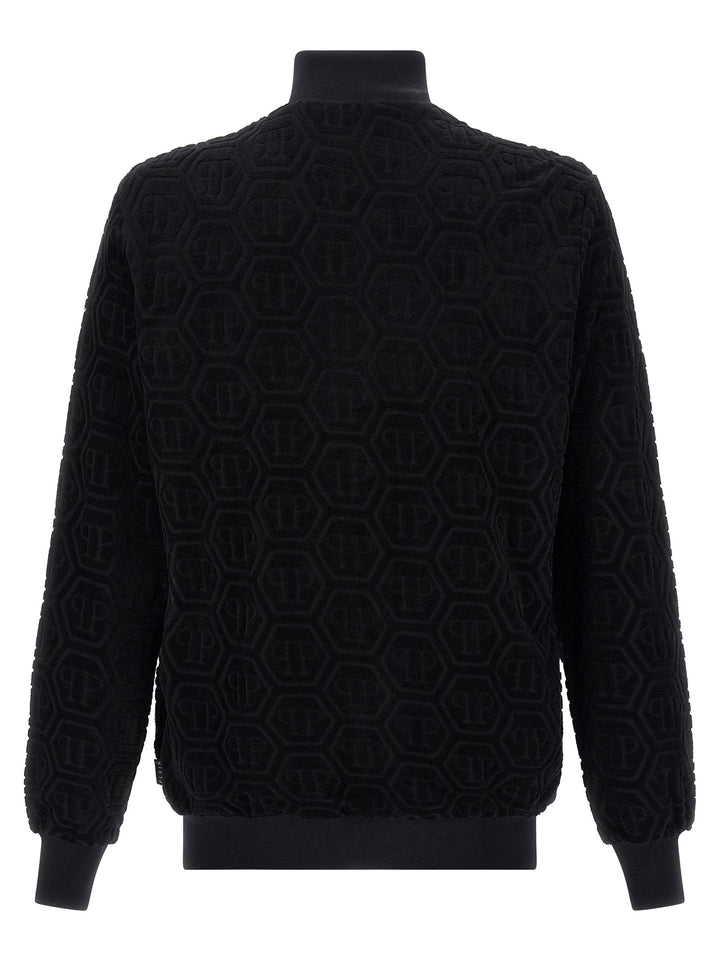 Philipp Plein Jacquard Monogram Sweatshirt - Black | c146ae378d514829137ef0651473ec666f9d6cbc