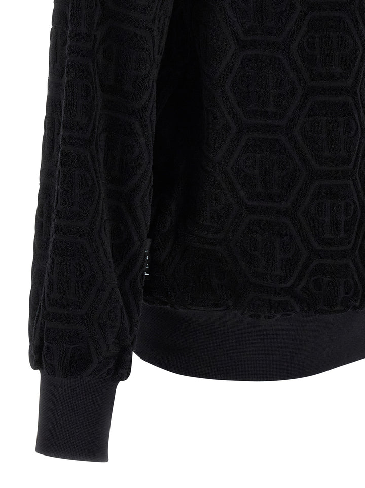 Philipp Plein Jacquard Monogram Sweatshirt - Black | 5f1a5707224a76371fc4a8b772d565f433c31af3