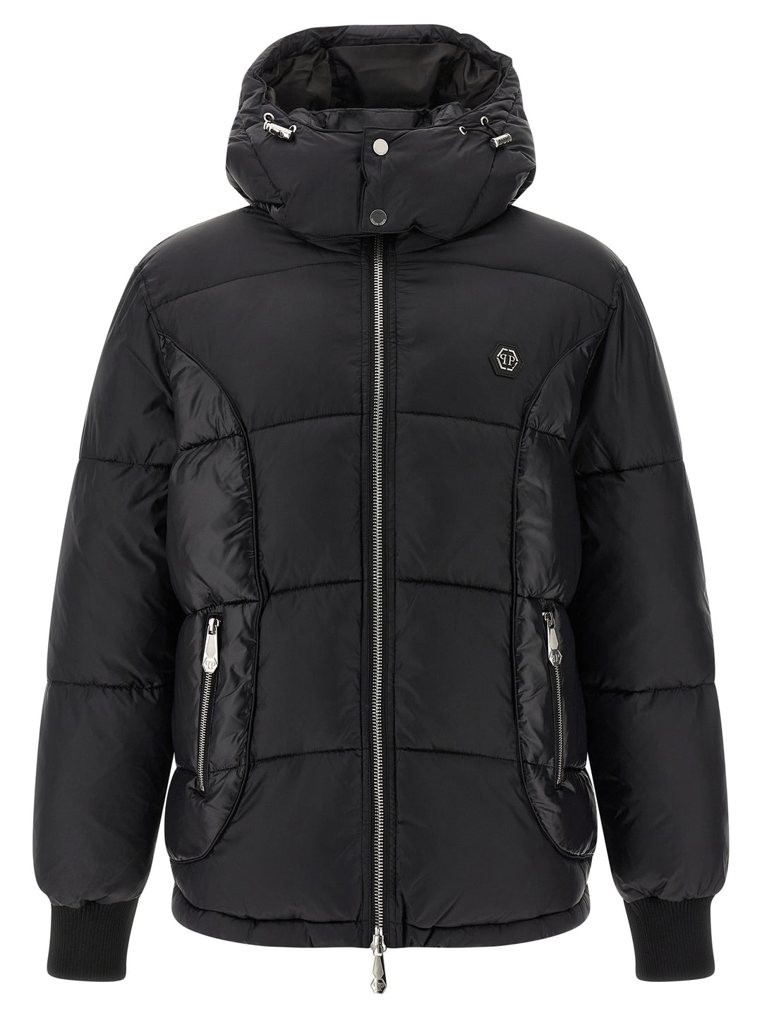 Philipp Plein Logo Patch Down Jacket Puffer Jackets - Black | 20c3ccca03c25d5872118b59e659366a8ba7581b